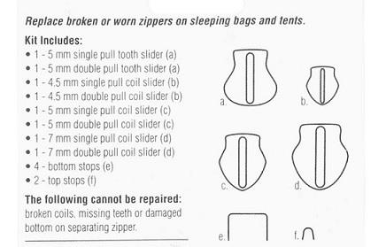 Unique Zipper Repair Kit - Outdoor Gear and Heavy Fabric