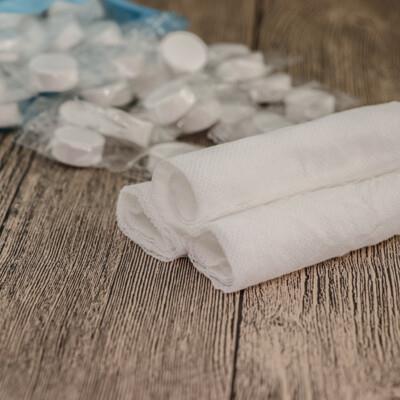 Global, 20-pc Compressed Face Towels, ind. wrapped