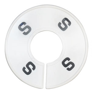 Divider, circle, (donut). 'S' for small. White. Single.