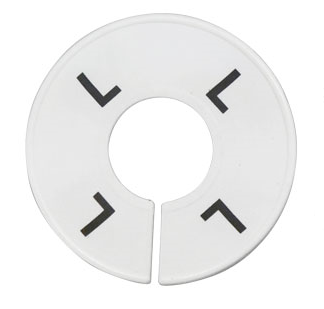 Divider, circle, (donut). 'L' for large. White. Single.