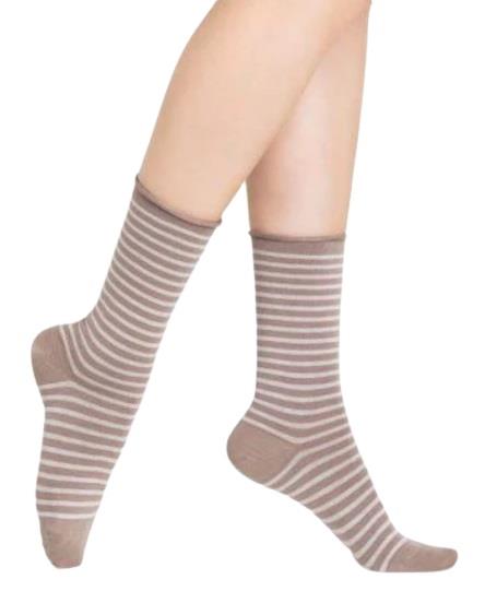 Bleuforet Women's Striped Merino Wool Blend Roll Top Socks