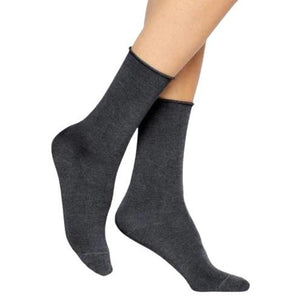 Bleuforet Cotton Roll-Top Socks in Dark Grey/Anthracite
