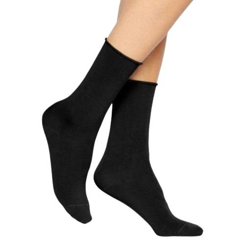 Bleuforet Cotton Roll-Top Socks in Dark Grey/Anthracite