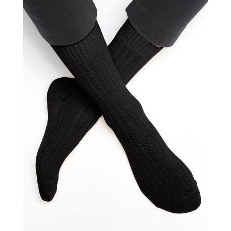 Bleuforet Men's Cashmere Ribbed Socks in Admiral Blue