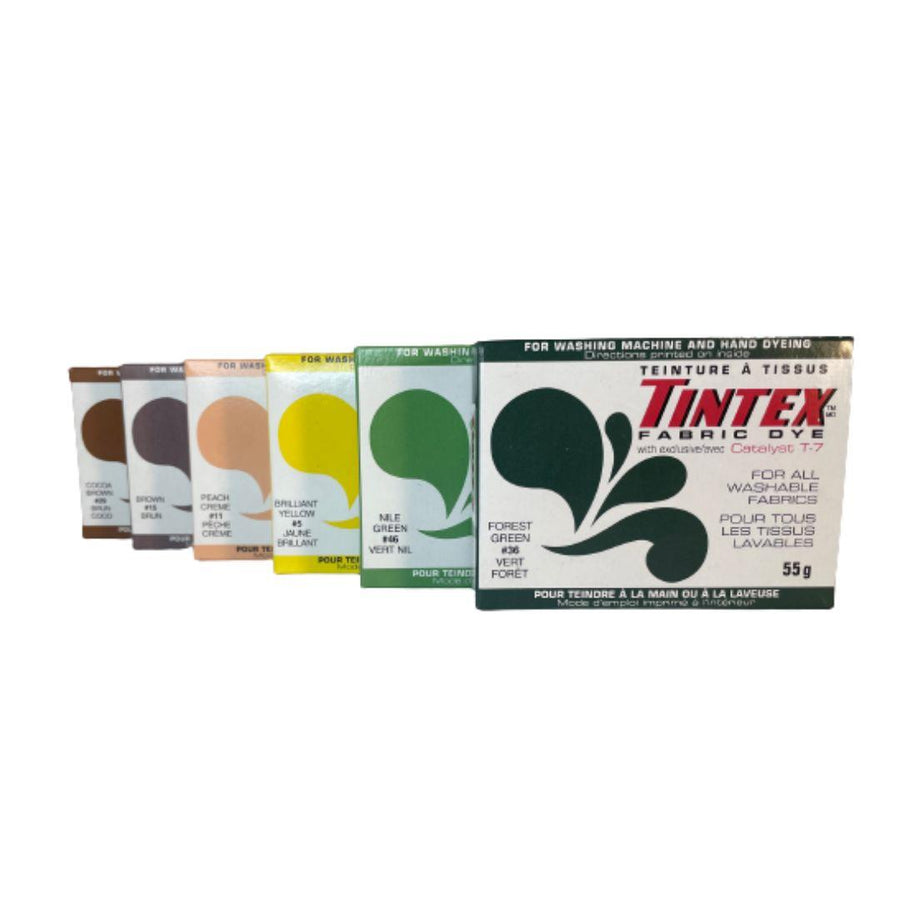 Tintex dyes, 55 g box, various colours.