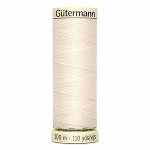 Gutermann thread, polyester. 100m. #22 eggshell.