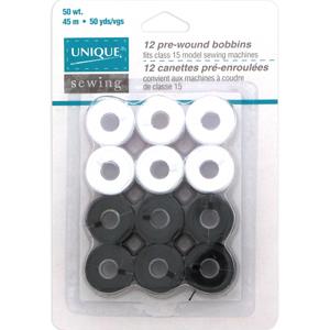 Unique Black & White Pre-Wound Bobbins