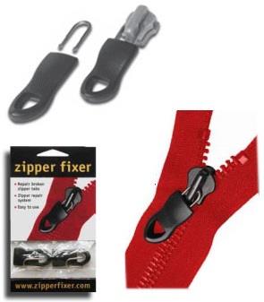 Zipper Fixer Large Black Plastic 2 pack