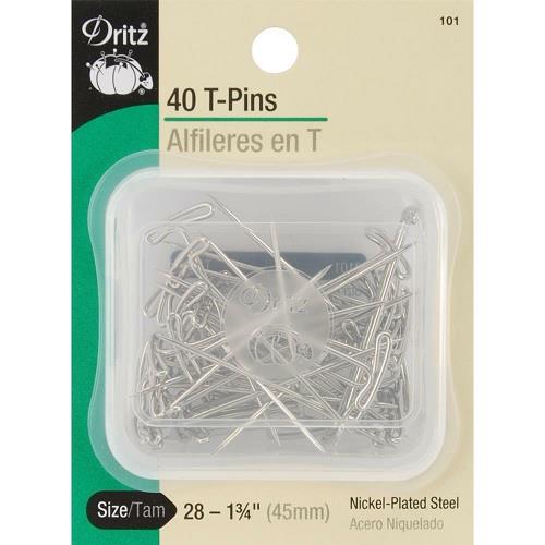 Collins T-Pins, Box of 60. Fine, sharp, 1.75", 45 mm.